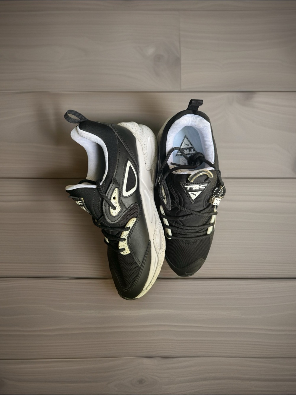 Puma Black and Off-White TRC Chunky Sneakers